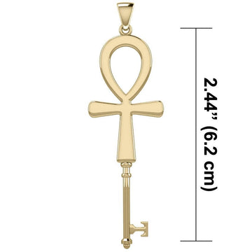 Ankh Spiritual Enchantment Key Solid Gold Pendant GPD5707 - Jewelry